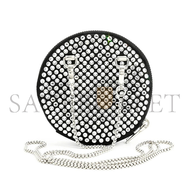 Pra*a round chain shoulder bag black 1nr003 (12*12*2cm)